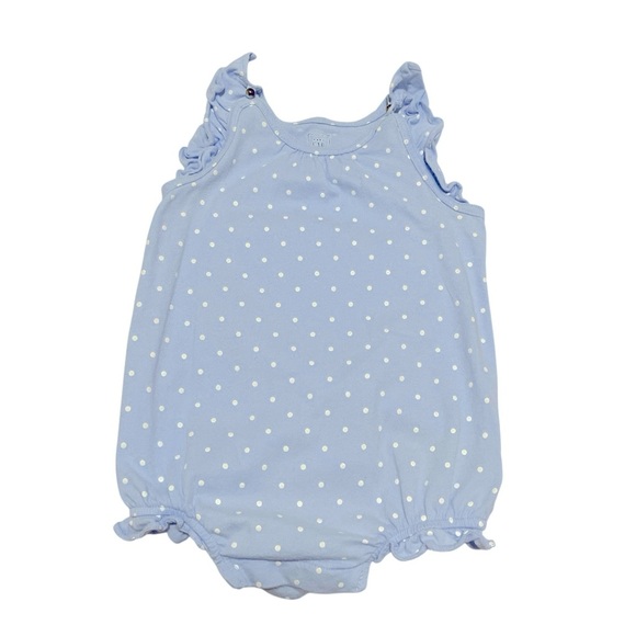 048 Baby Gap Blue Polka Dot Romper - Picture 1 of 2